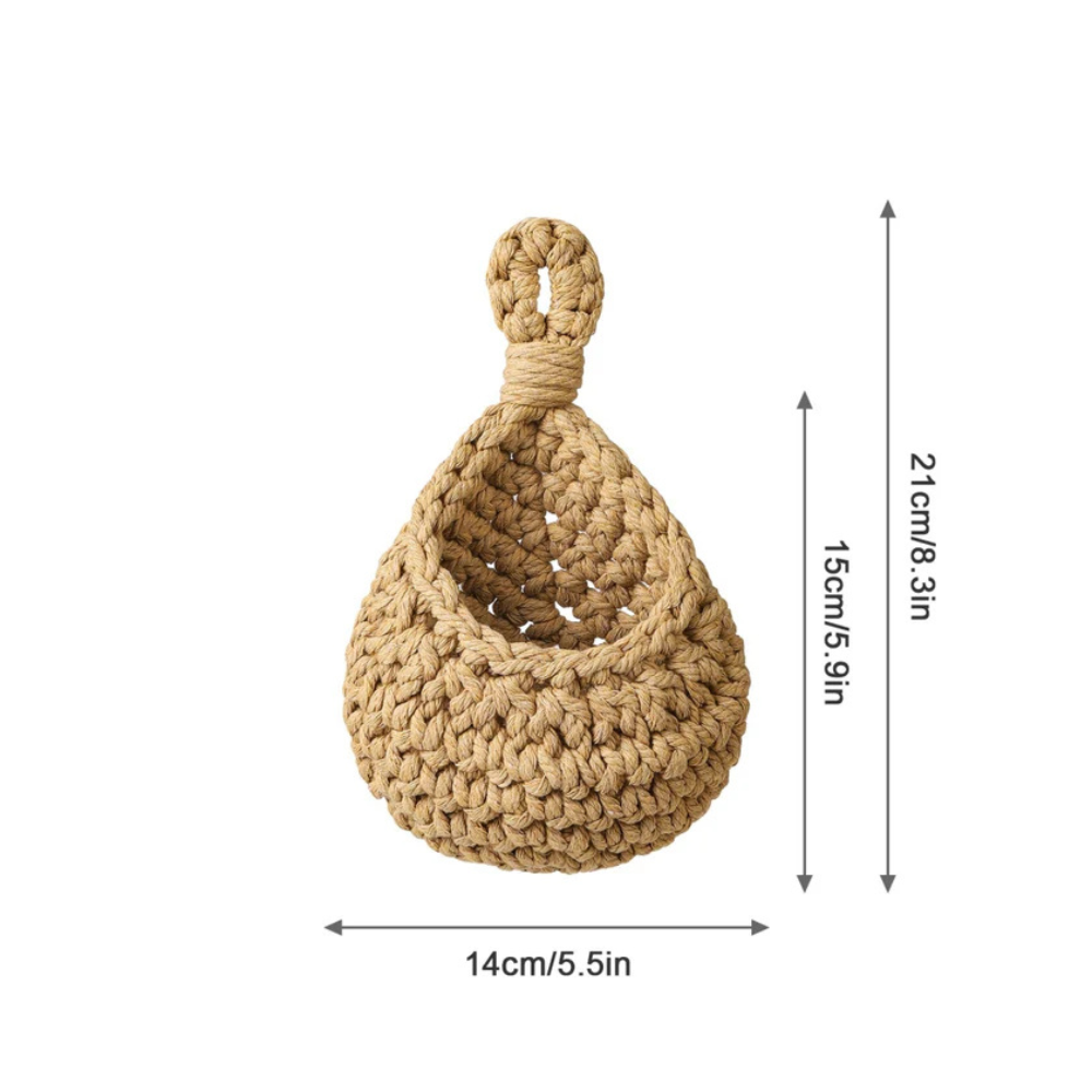 Artisanal Woven Hanging Basket for Rustic Home Organization