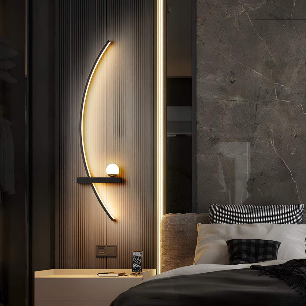 21'' Curved LED Wall Sconce Lighting Lamp with 3 Step Dimming and Warm White Light