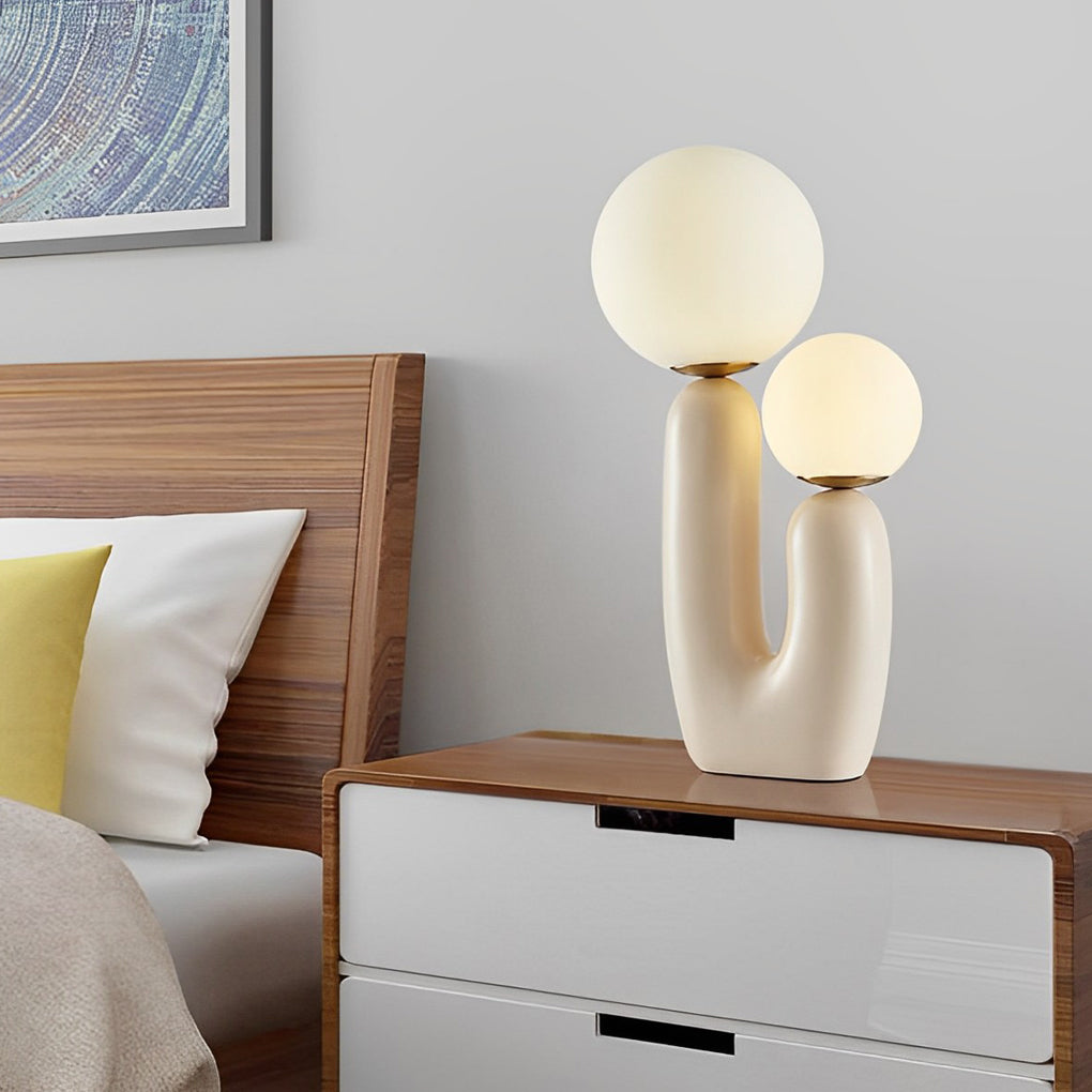 2-Light Modern Cactus Beige LED Accent Table Lamp