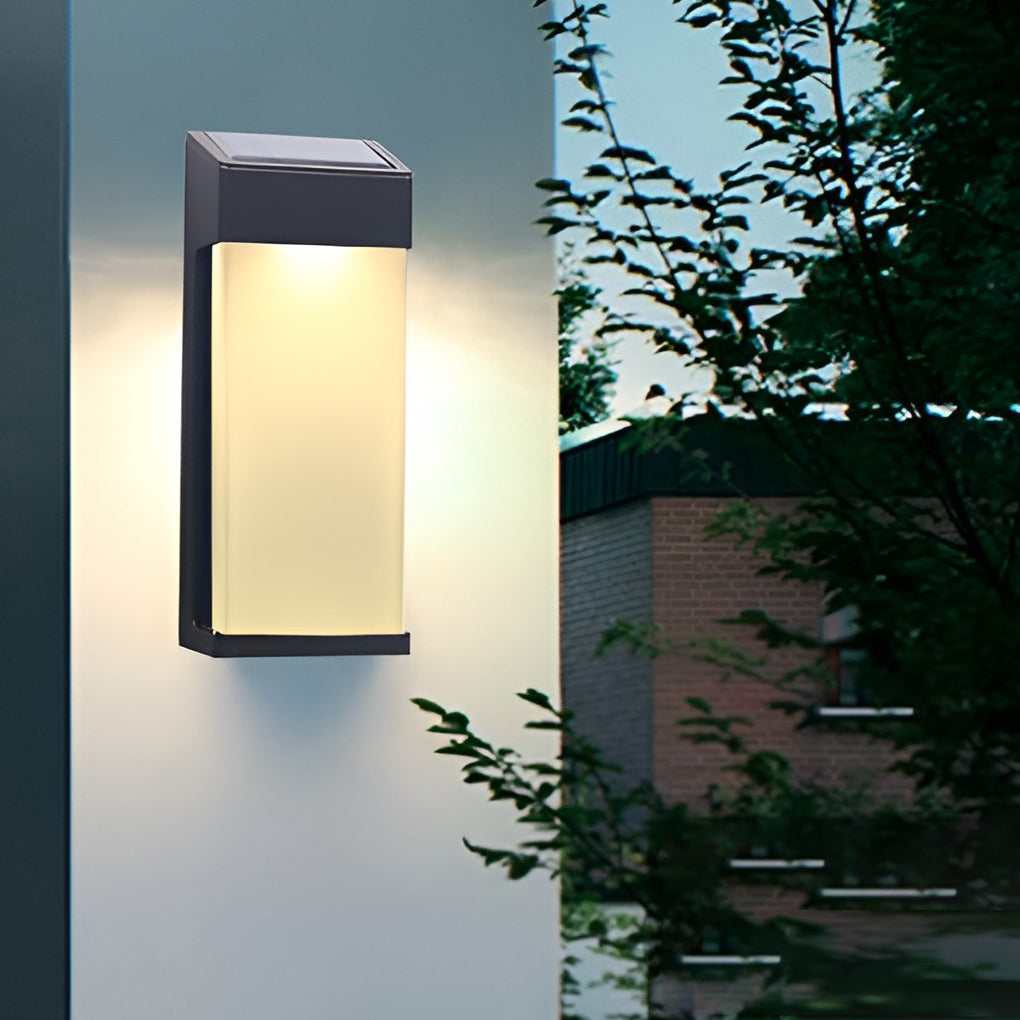 2 Pcs Waterproof Outdoor Solar LED Light-Controlled Rectangular Sconce Lighting