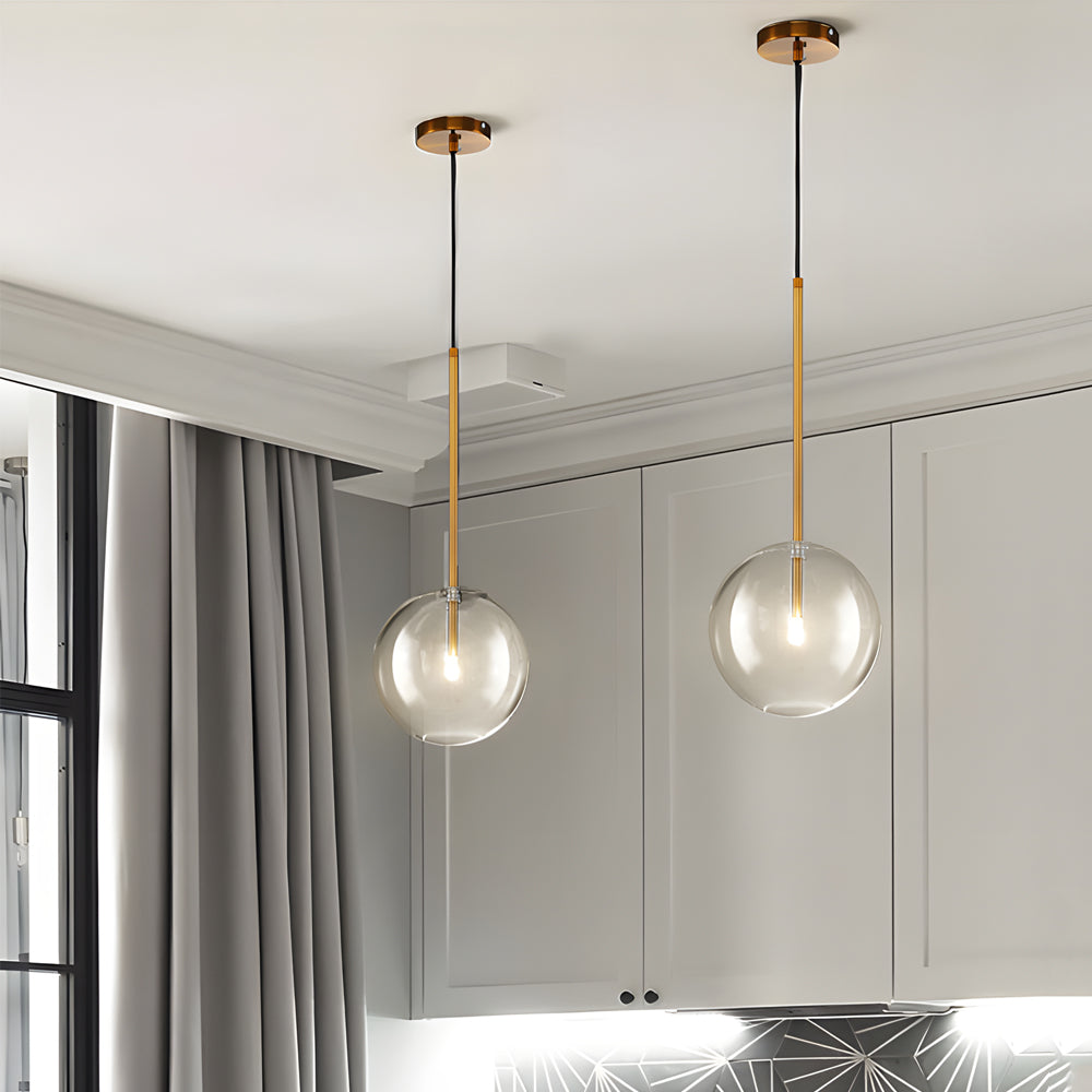 1-Light Modern Clear Glass Globe Pendant Light Hanging Fixture