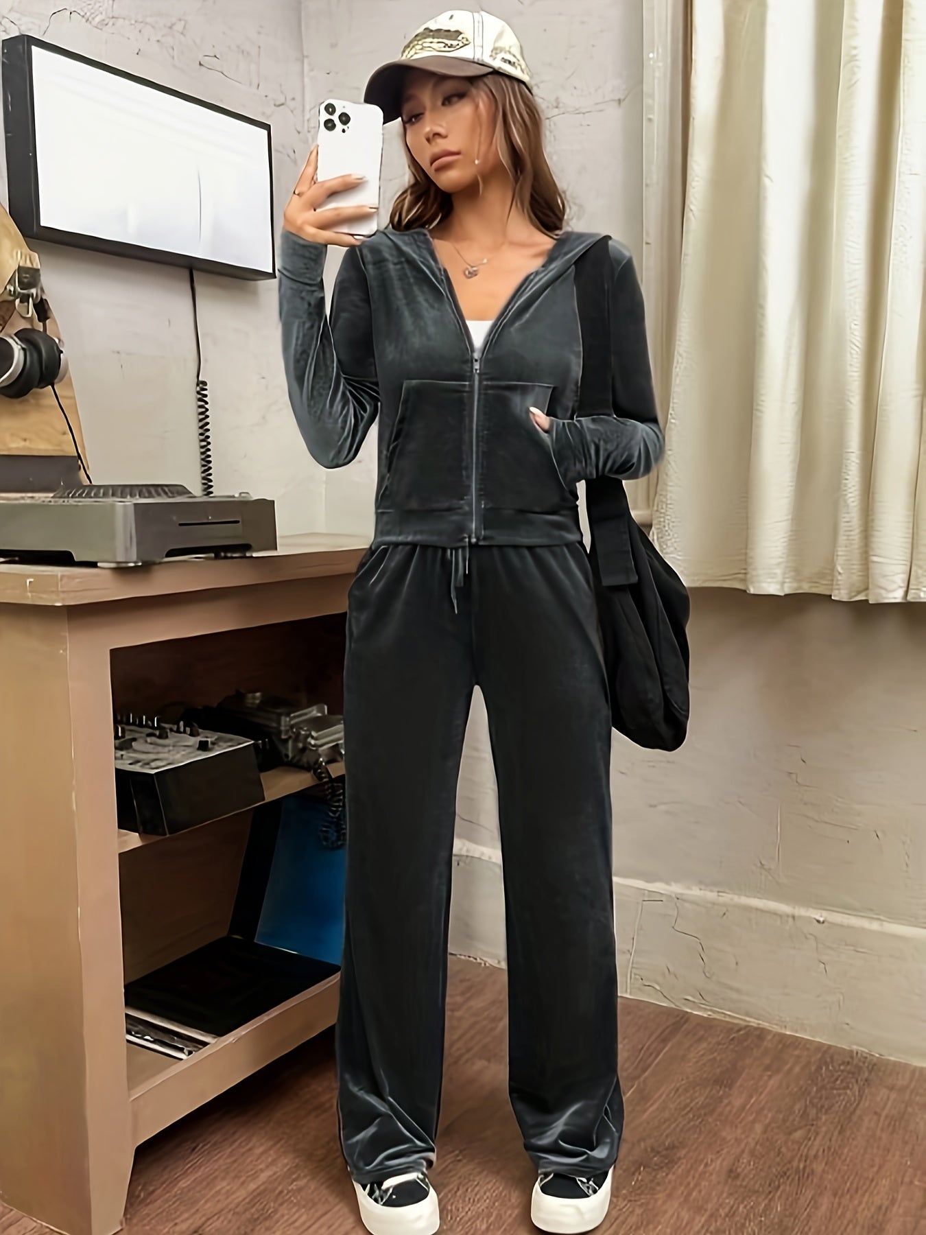 Velour Tracksuit Set | Embroidered Detail | Soft Stretch Comfort | Polyester Velour