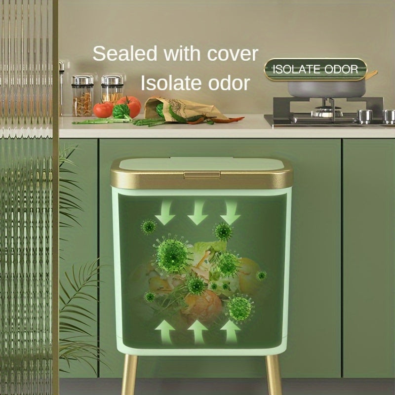 15L Sleek Waste Bin with Odor Control Lid for Any Room