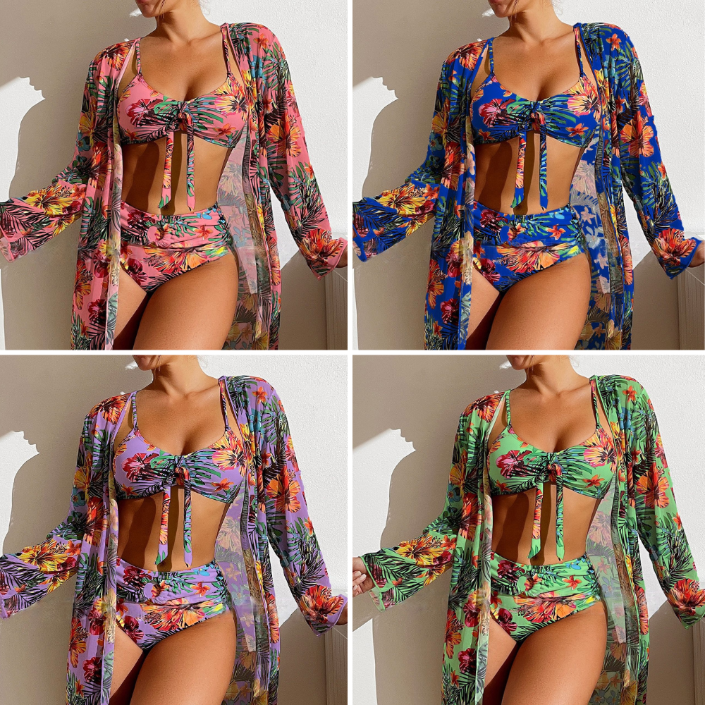 Women's 3-Piece Bikini Set | Lightweight Four-Way Stretch Fabric | Padded, Removable & Fully Lined | Quick Drying & Non-Transparent