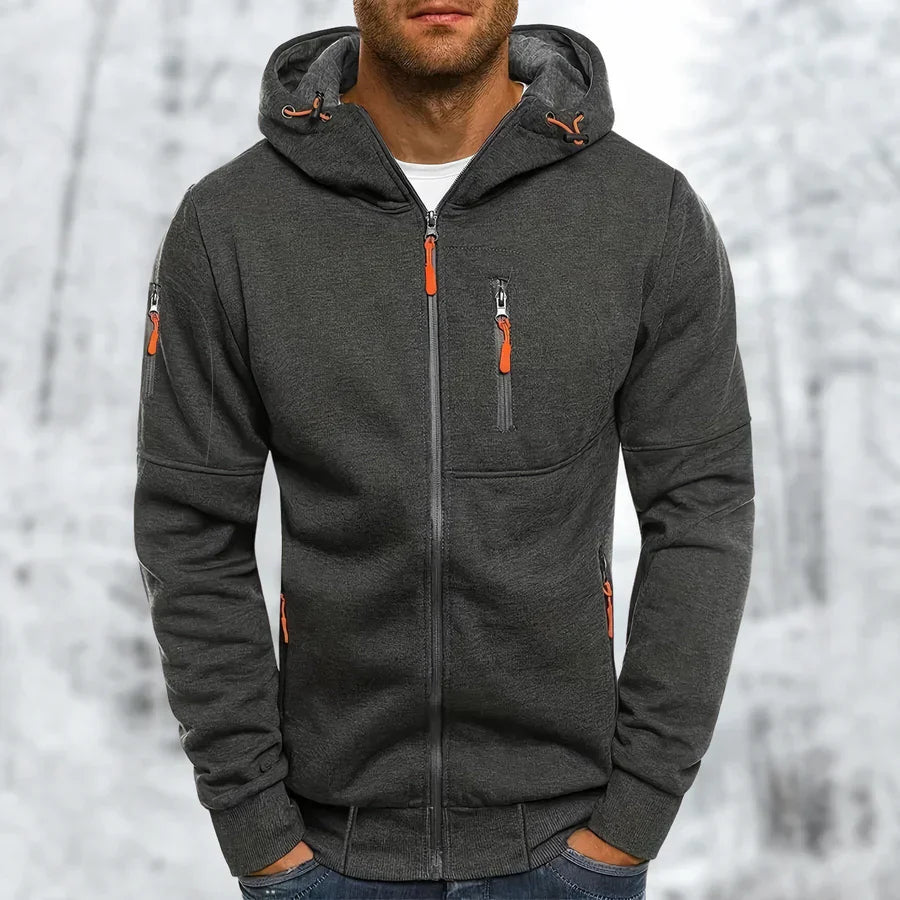 Men’s Hoodie Jacket | Multiple Zip Pockets & Adjustable Hood | High-Quality Fabric | Machine Washable