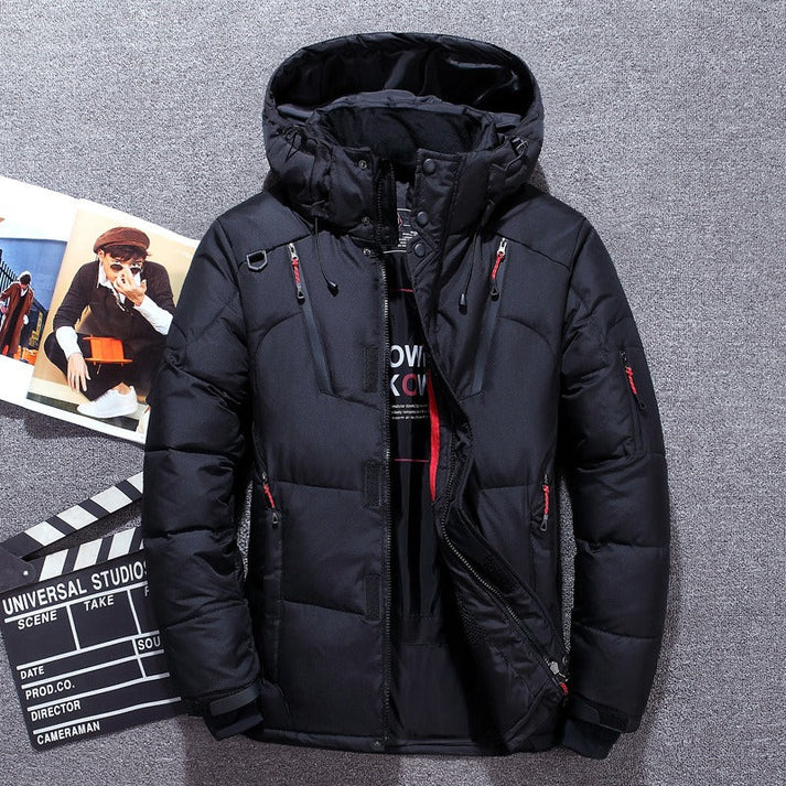 Hooded Puffer Jacket | Thick Insulating Lining & Water-Repellent Fabric | Multiple Zippered Pockets | Winter Warmth and Comfort