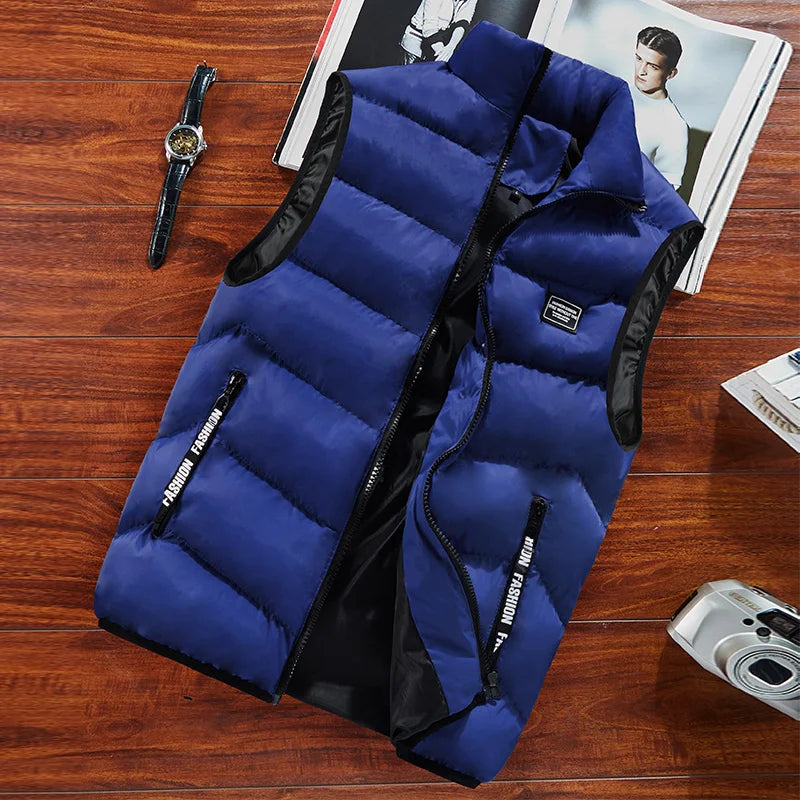 Men's Winter Vest | Cotton-Polyester Blend & Protective Collar | Quilted Insulation & Heat Retention | Casual Everyday Wear
