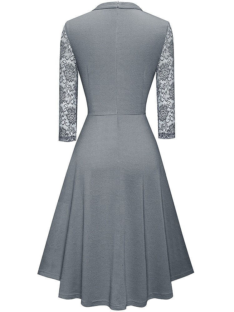 Women’s Lace Dress | Hollowed Design & Knee-Length Fit-and-Flare | Polyester | Comfortable Fit
