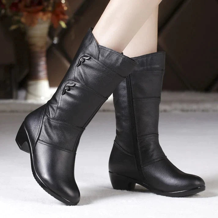 Women’s Winter Boots | High-Heel PU Leather | Anti-Slip Sole & Warm Lining | Comfortable Fit