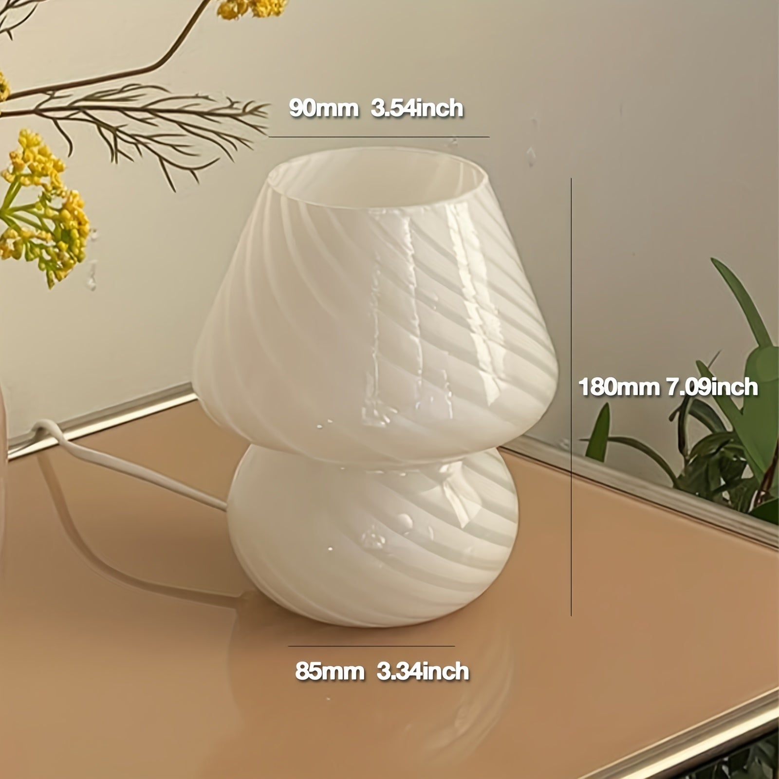 USB Adjustable Vintage-Style Glass Mushroom Table Lamp