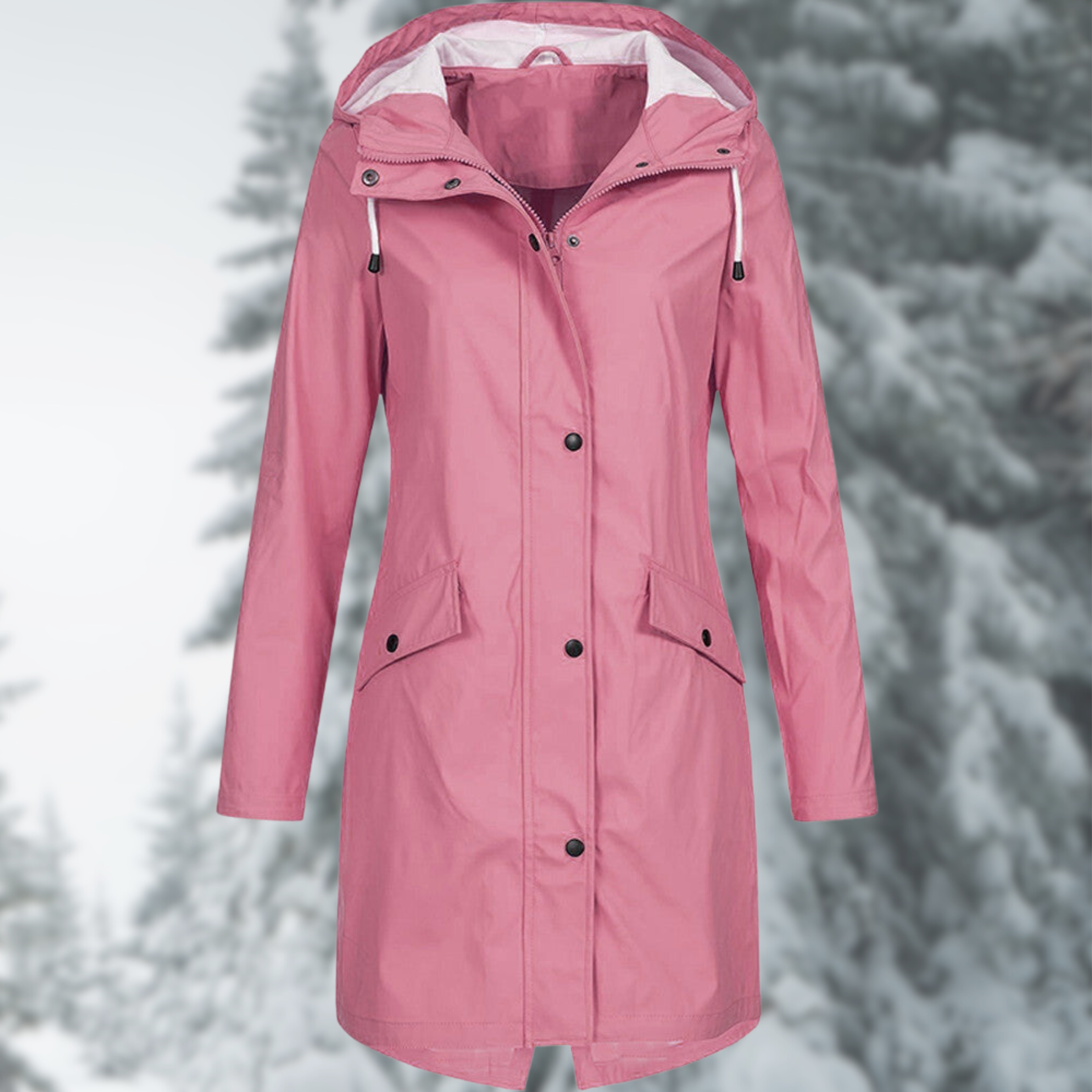 Long Hooded Raincoat | Water-Repellent Polyester & Adjustable Hood | Durable Design and Full Coverage