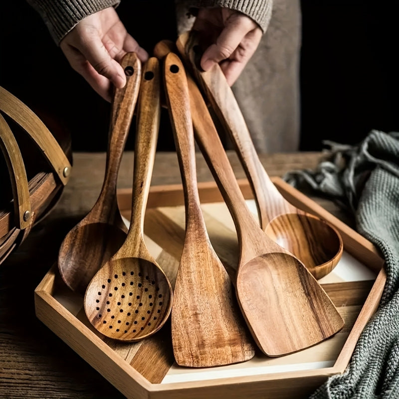 5-Piece Sustainable Wooden Cooking Utensil Collection