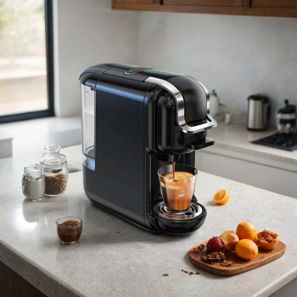 Compact 5-in-1 Coffee Maker – 20-Bar Pressure, Hot & Cold Brew, Nespresso & K-Cup Compatible
