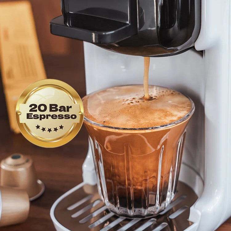 Compact 5-in-1 Coffee Maker – 20-Bar Pressure, Hot & Cold Brew, Nespresso & K-Cup Compatible
