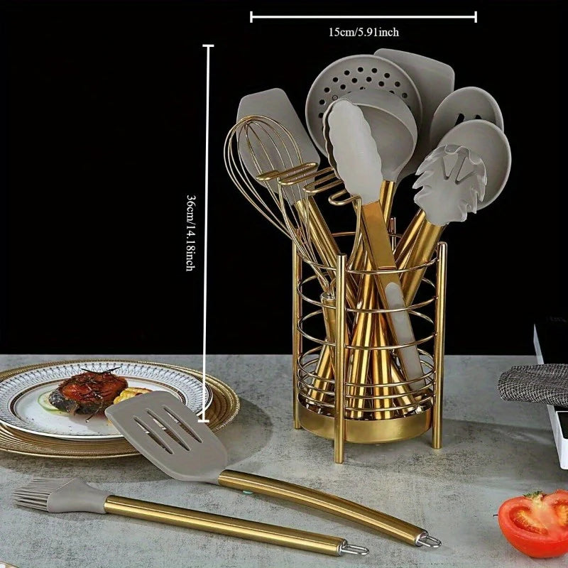 304 Stainless Steel & Food-Grade Silicone Kitchen Utensil Set (38-Piece)