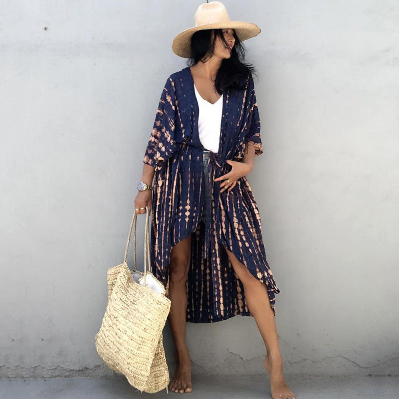Women’s Beach Cover-Up Dress | Lightweight Kimono Style with Tie Belt | Breathable Fabric | Versatile Resort Wear