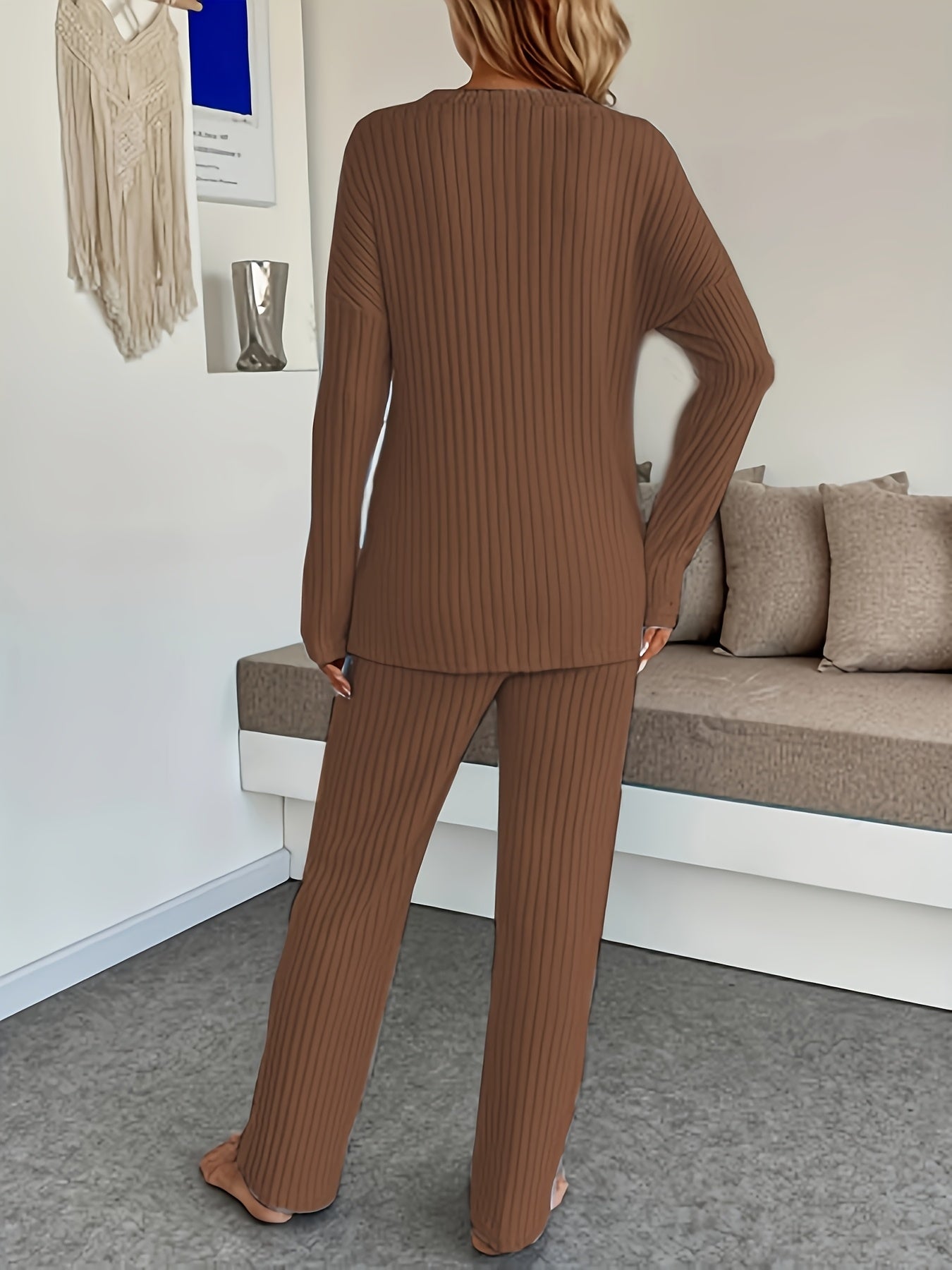 Lounge Set | Ribbed Knit | All-Day Comfort | Polyester