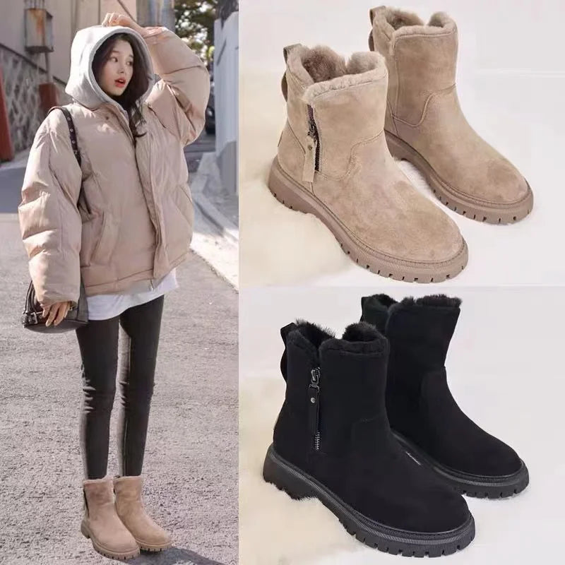 Women’s Mid-Calf Winter Boots | Plush Lining & Zipper Closure | Rubber Outsole | Warm and Slip-Resistant