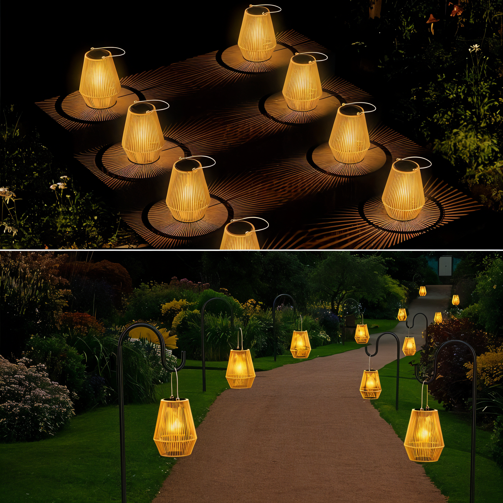 Liora — Solar Outdoor Lamp with Rattan-Style Warm LED Light
