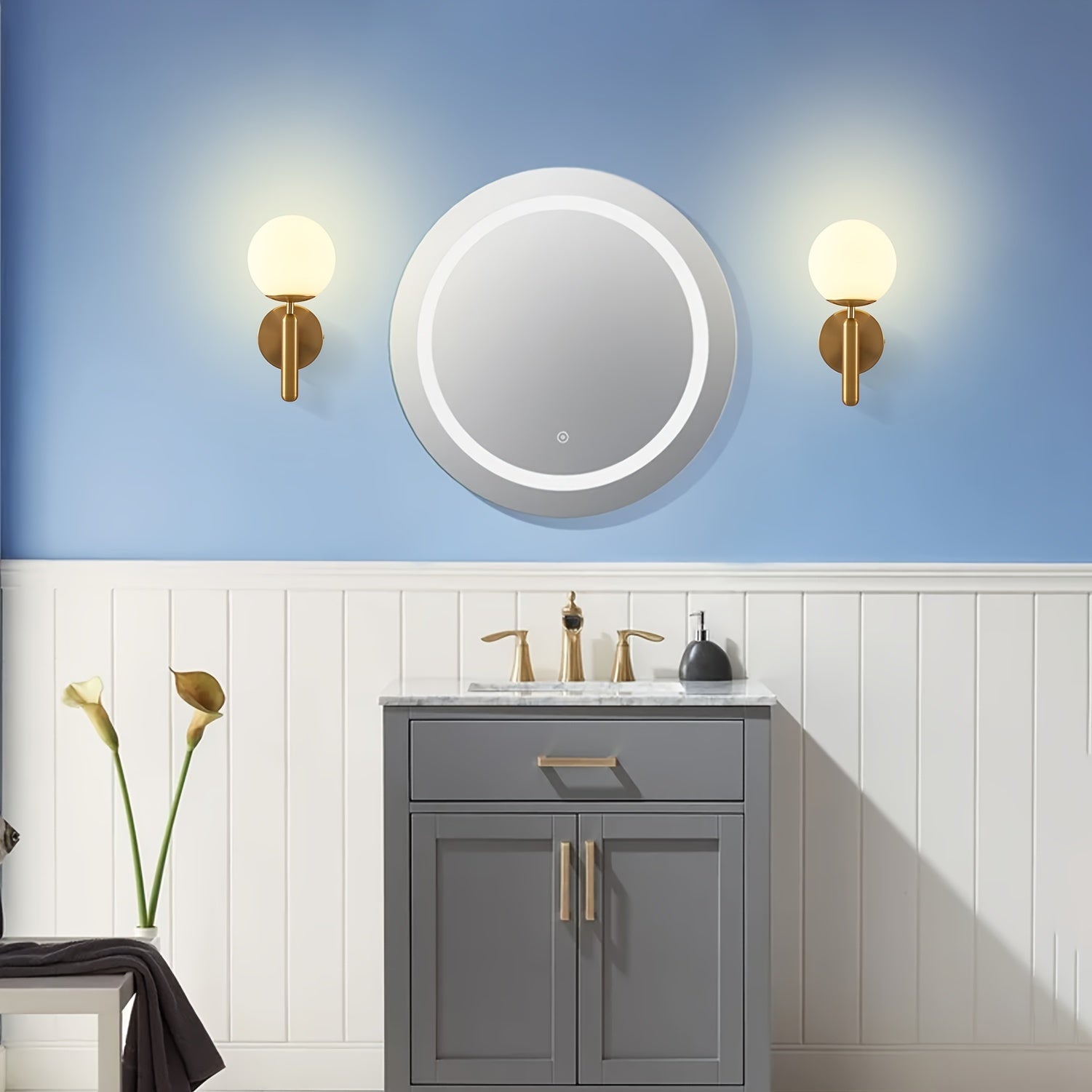 Sleek Glass Sphere Wall Light with Stylish Metal Base