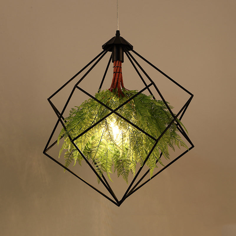1 Taavita Heat Lamp Light Industrial Black Geometric Restaurant LED Plant Hanging Lamp, 21.5"/18" Wide
