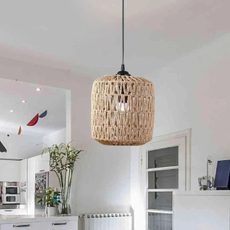 Selune — Vintage Style Simulated Rattan Lamp Shade with Warm Glow