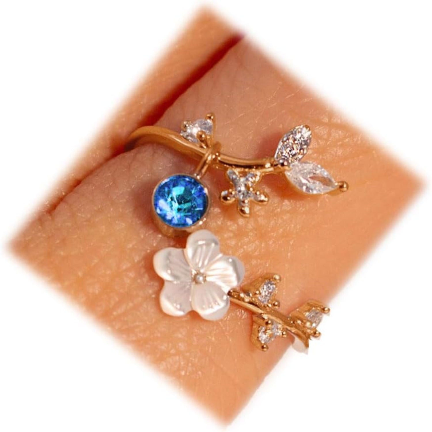 Customizable Floral Gemstone Ring – Perfect Gift for Moms