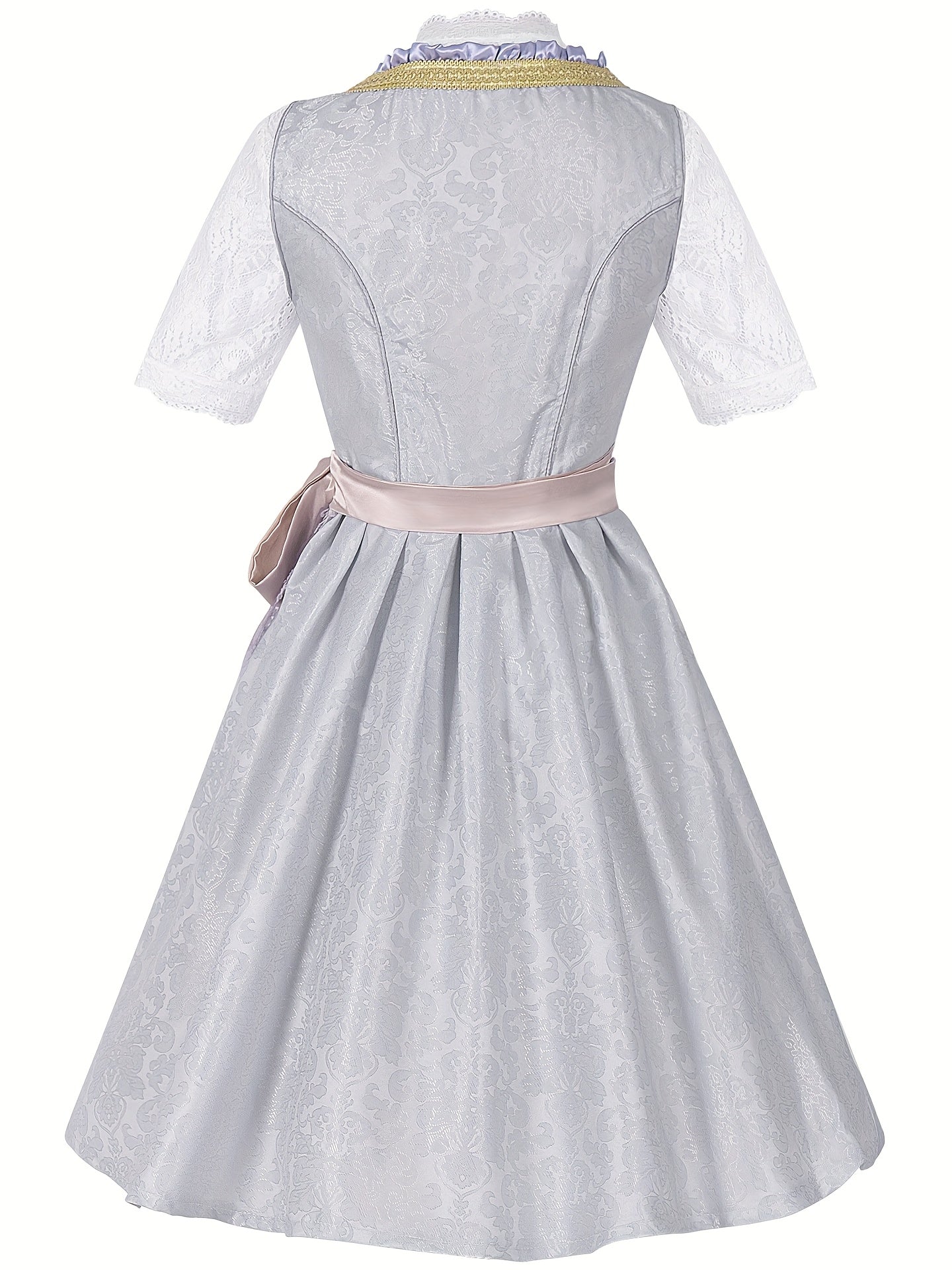 Women's Oktoberfest Bavarian Dress with Corset Lace-Up and Lace Skirt