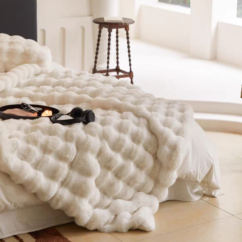 Faux Fur Blanket | Plush Bubble-Textured Design | Oversized Soft & Cozy | Comfortable Fit