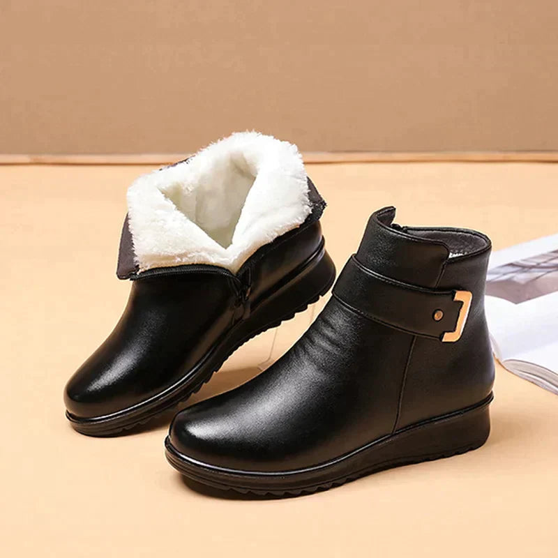 Women’s Orthopedic Boots | Genuine Leather & Wool Fur-Lined | Adjustable Buckle Strap | Comfortable Fit