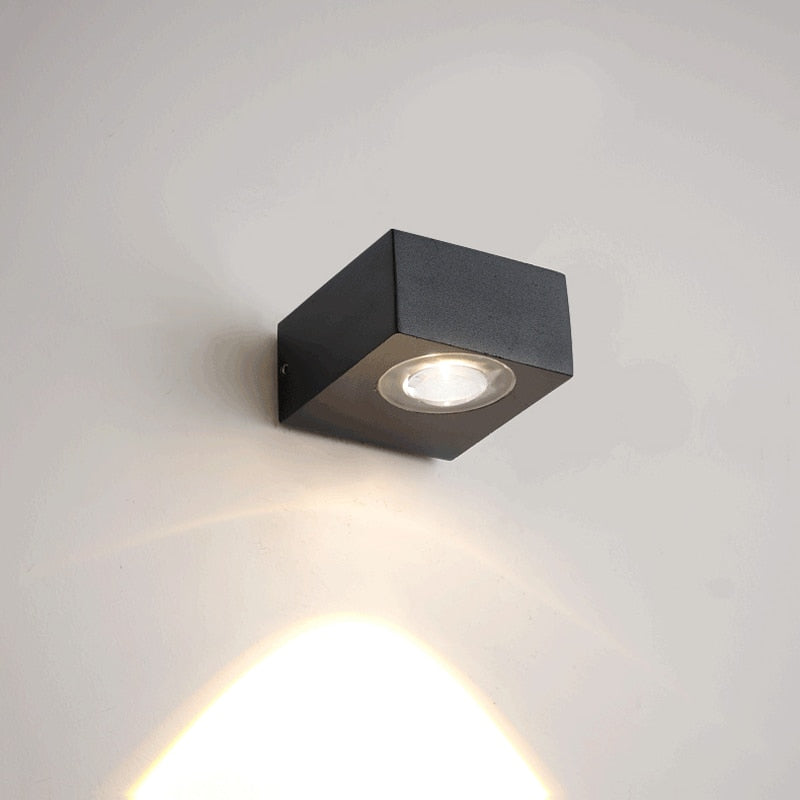 UFO Black Box Waterproof Outdoor LED Wall Lamp, Dual/Single-Sided Warm Light, Black Aluminum, Hardwired, IP Rated Modern Exterior Light, Energy-Saving