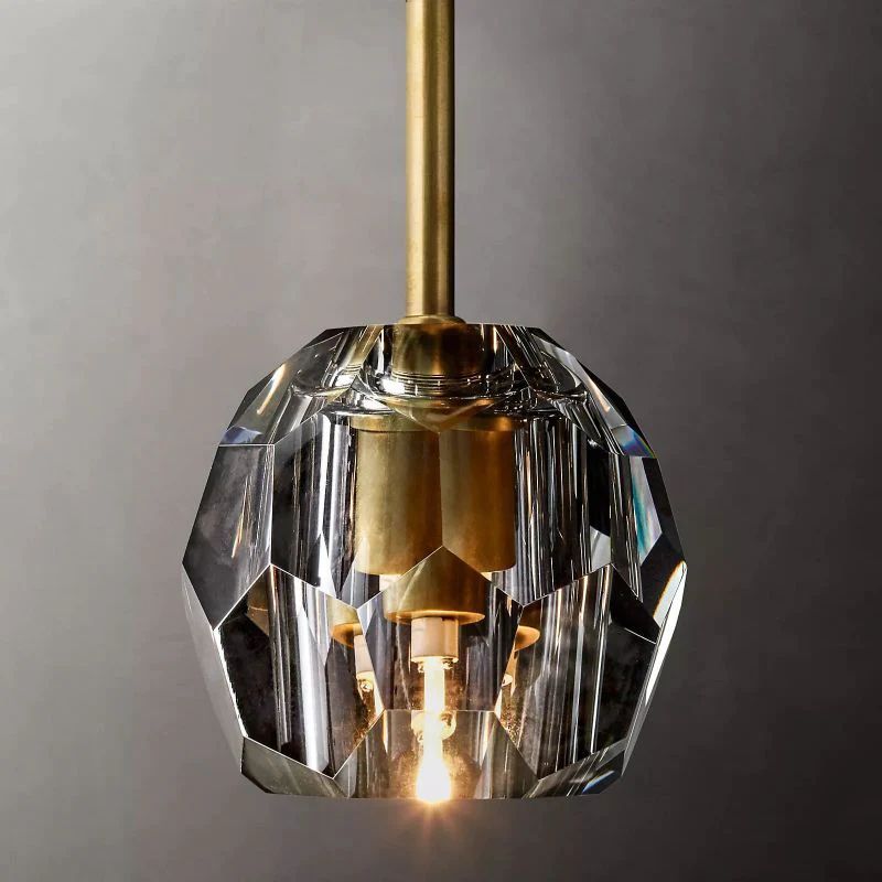 Liora — Crystal Glass Rod Pendant with Brass Accents
