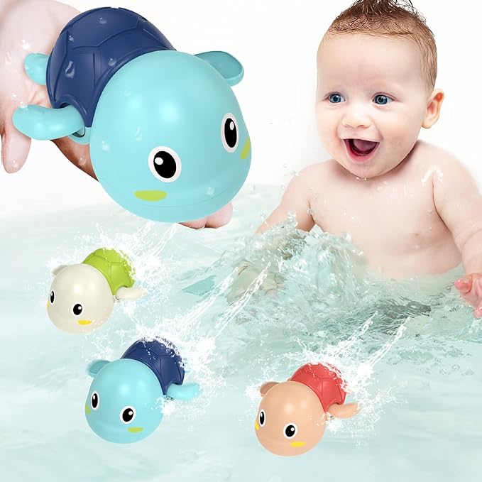 Set of 6 Wind-Up Turtle Bath Toys for Swimming Fun