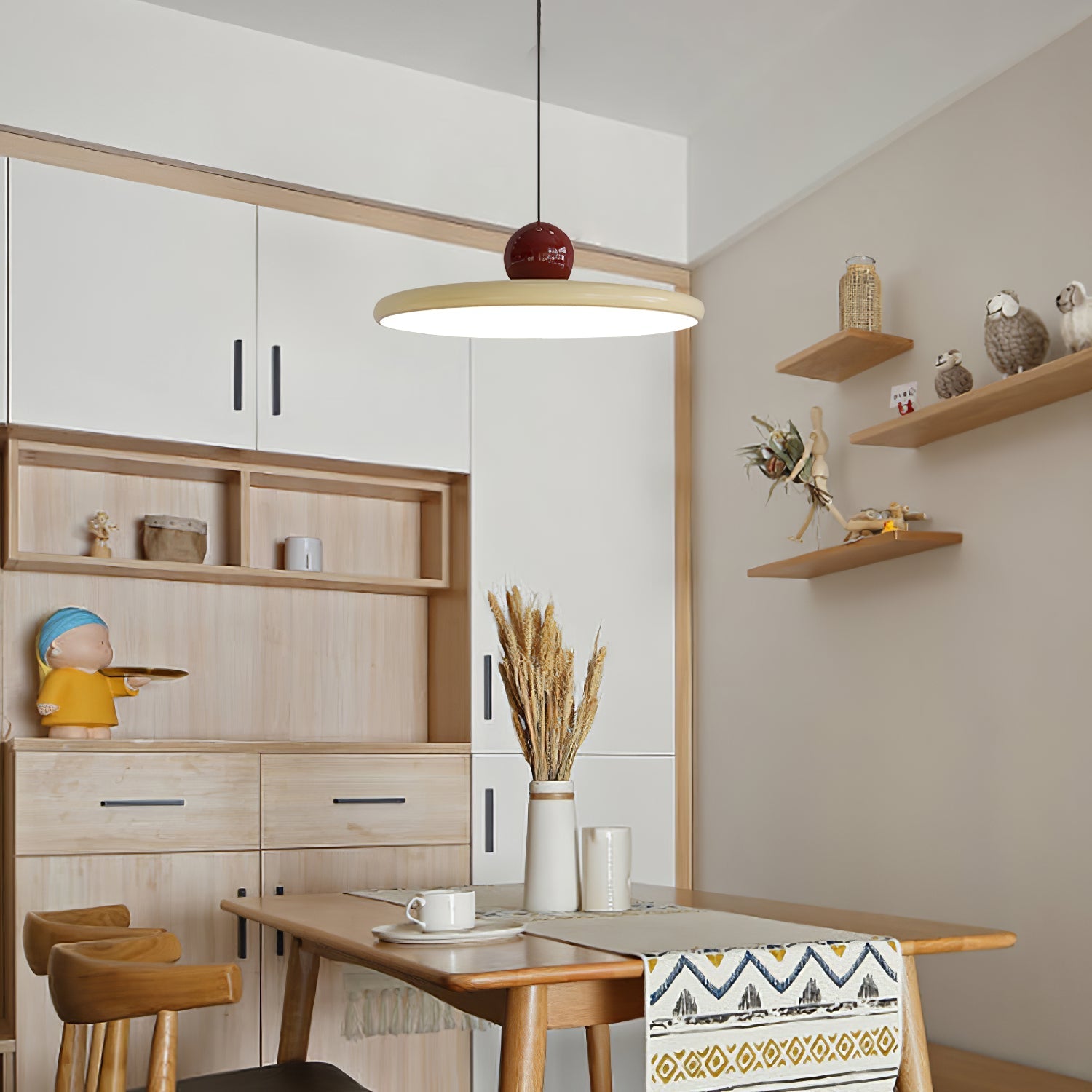 Circular LED Ring Pendant Light | Minimalist Glossy Design | Metal & Acrylic | Adjustable Hanging Height