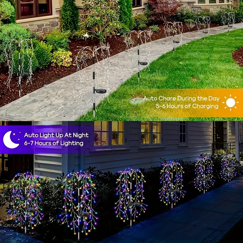 Solar-Powered Outdoor LED Willow String Lights Multicolor Glow for Halloween