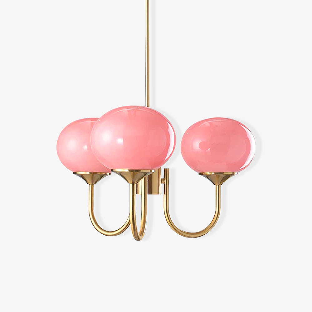 Ceiling Chandelier | Five-Arm with Glass Globe Shades | Adjustable Suspension Rods | Elegant Home Lighting