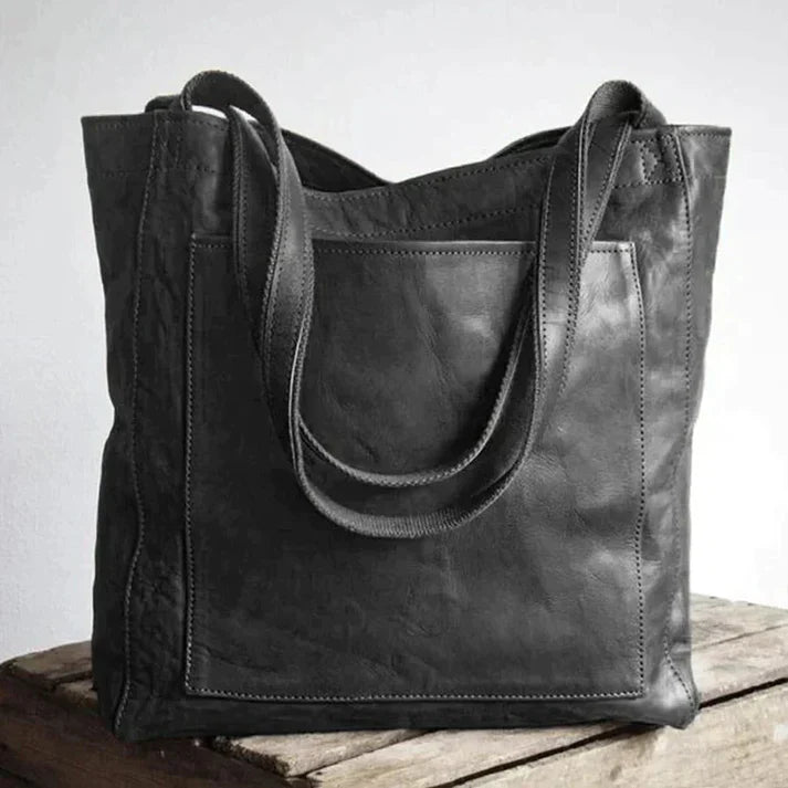 Leather Shoulder Tote Bag | Genuine Leather | Multiple Compartments | Classic and Modern Design
