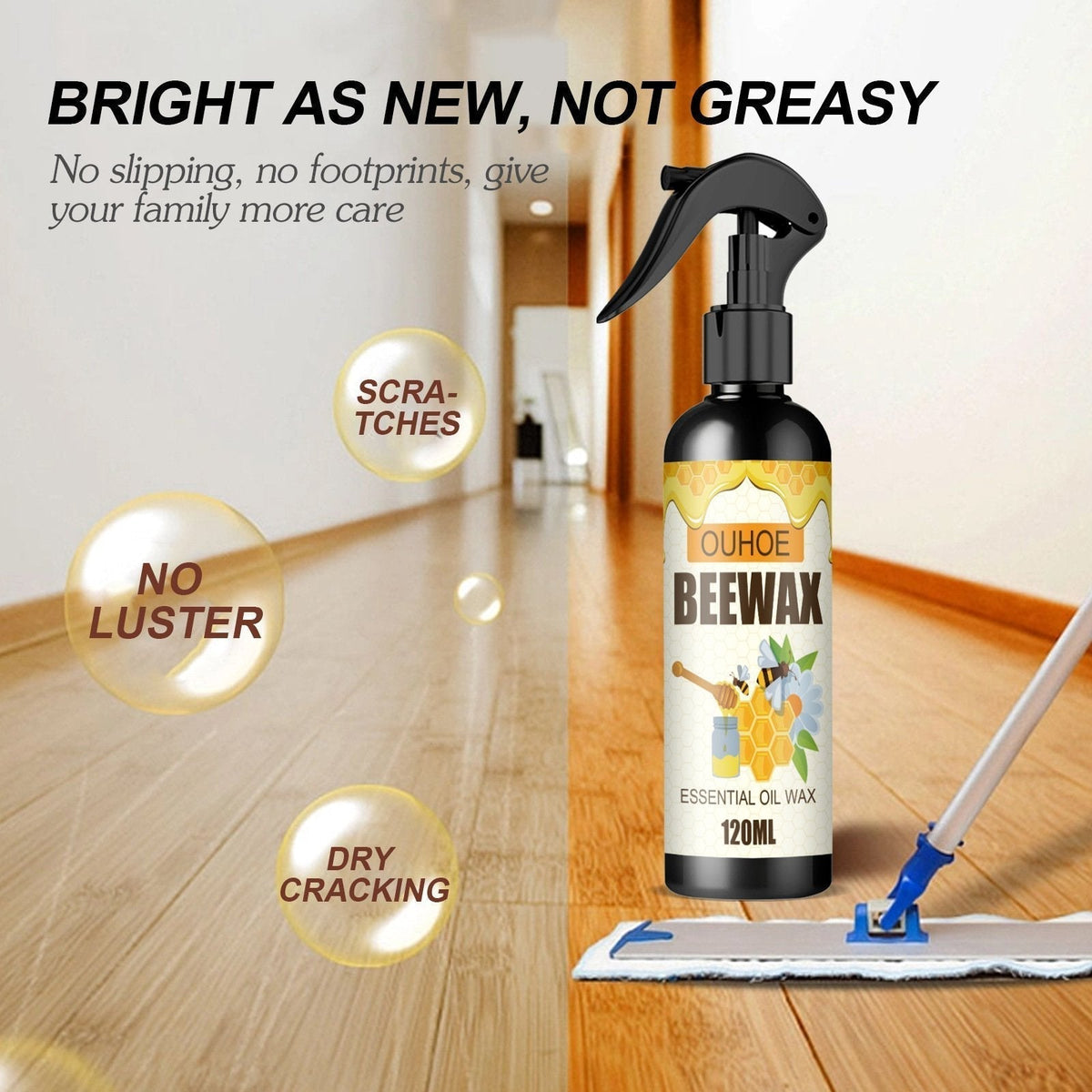 Natural Wood Care Spray with Beeswax – Gentle Shine, No Harsh Chemicals