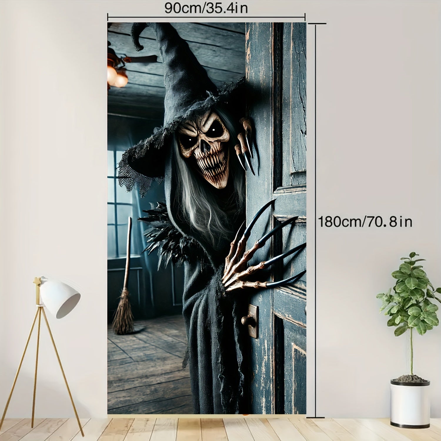 Halloween Witch Door Banner Polyester Entryway Decor for Halloween