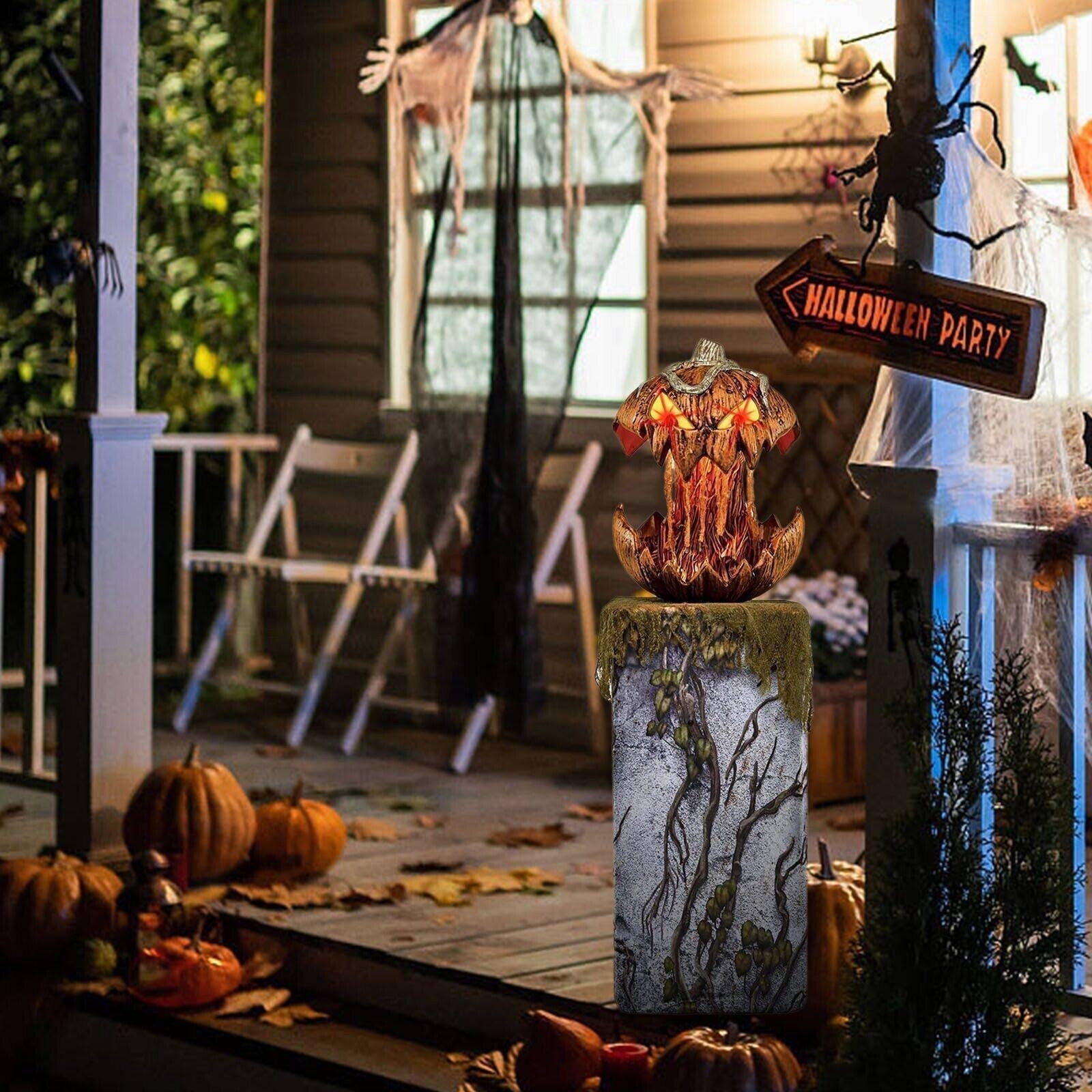 Animated Halloween Pumpkin Decoration with Screaming Light Effect