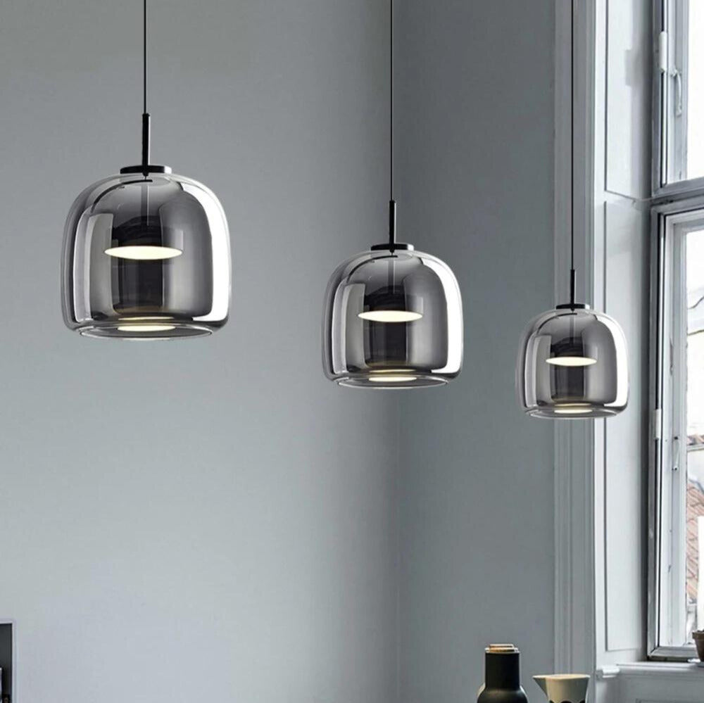 Glass Pendant Lamp | Nordic Black Design | LED Lighting | Versatile Placement