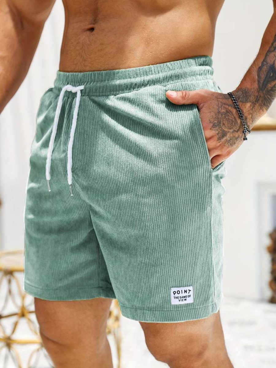 Men's Swim Shorts | Corduroy-Textured Fabric | Elastic Waistband & Side Pockets | Durable Comfort