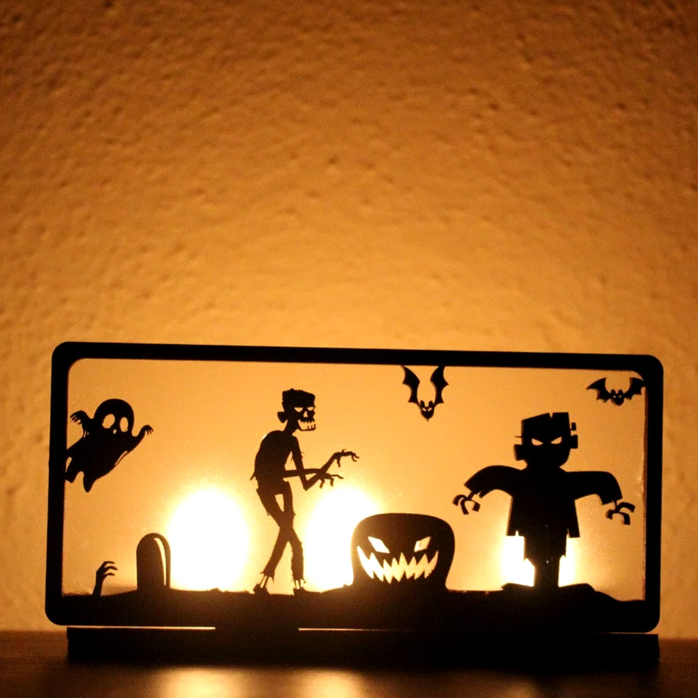 Metal Halloween Candle Holder Decorative Spooky Accent for Home