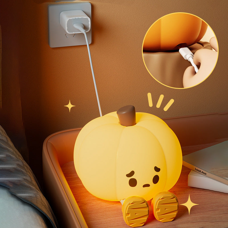 Silicone Pumpkin Night Light with Dimmable Glow for Halloween Decor