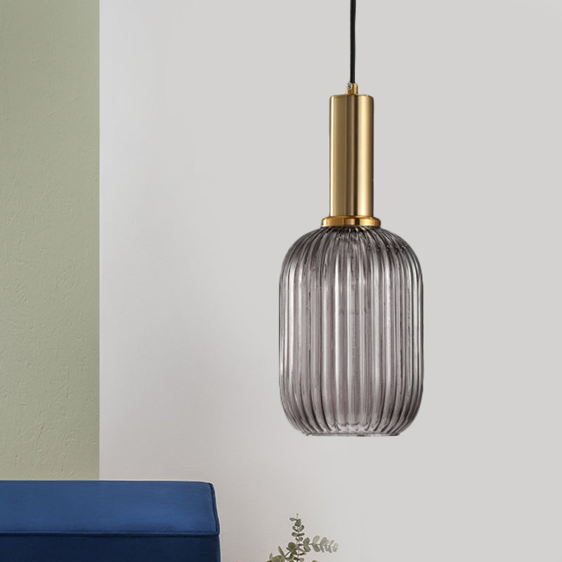 Black/Gold Cylinder/Oval/Capsule Pendant Lamp Modernist 1 Light Grey/Green/Amber Ribbed Glass Ceiling Light Fixture for Kitchen Gold Green Oval Clearhalo 'Ceiling Lights' 'Glass shade' 'Glass' 'Modern Pendants' 'Modern' 'Pendant Lights' 'Pendants' Lighting' 598340