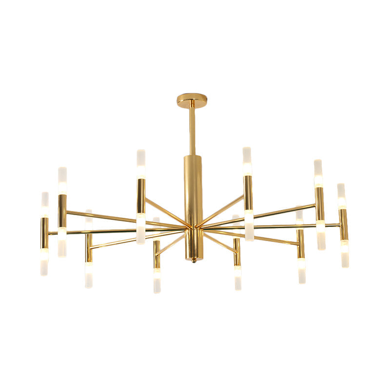 27"/39" Wide White Glass Tube Chandelier Post Modern Multi Lights Gold LED Hanging Light Fixture