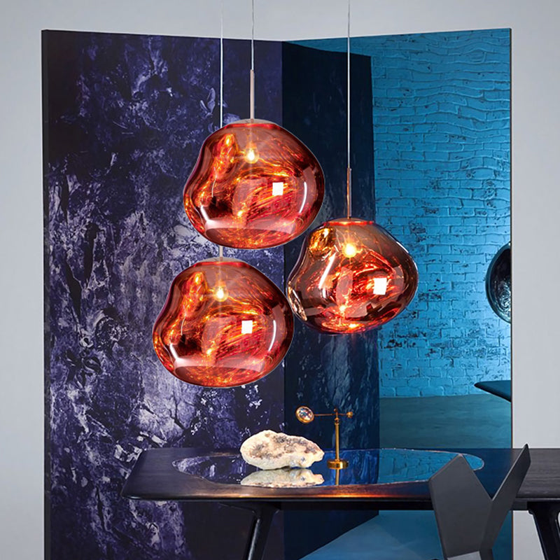 Contemporary Irregular Pendant Light Taavita Hand-Blown Glass 1-Light Dining Room Hanging Lamp, 8"/12" Wide