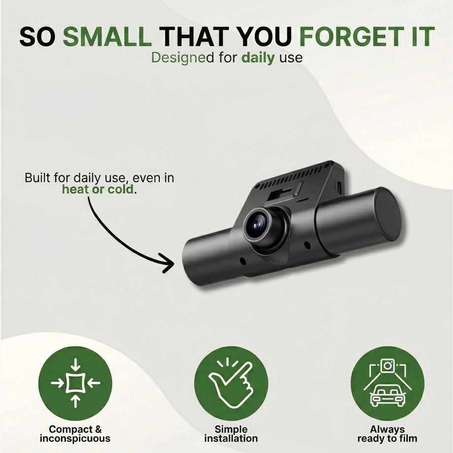 Triple Camera Dashboard Camera | 1080P HD | Front, Rear & Cabin | Smart Parking | Night Vision