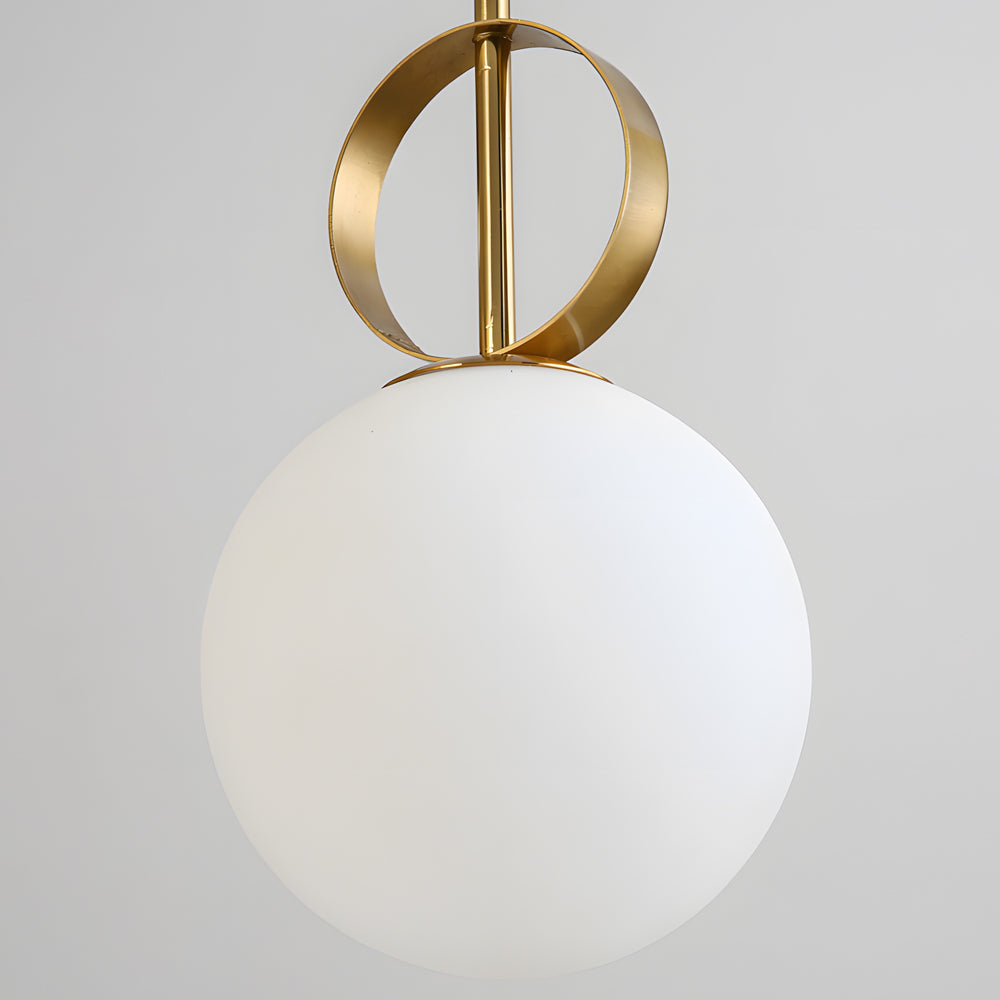 1-Light Gold Hanging Opal Glass Globe Pendant Light - Modern, Adjustable, Frosted Glass Shade by Taavita