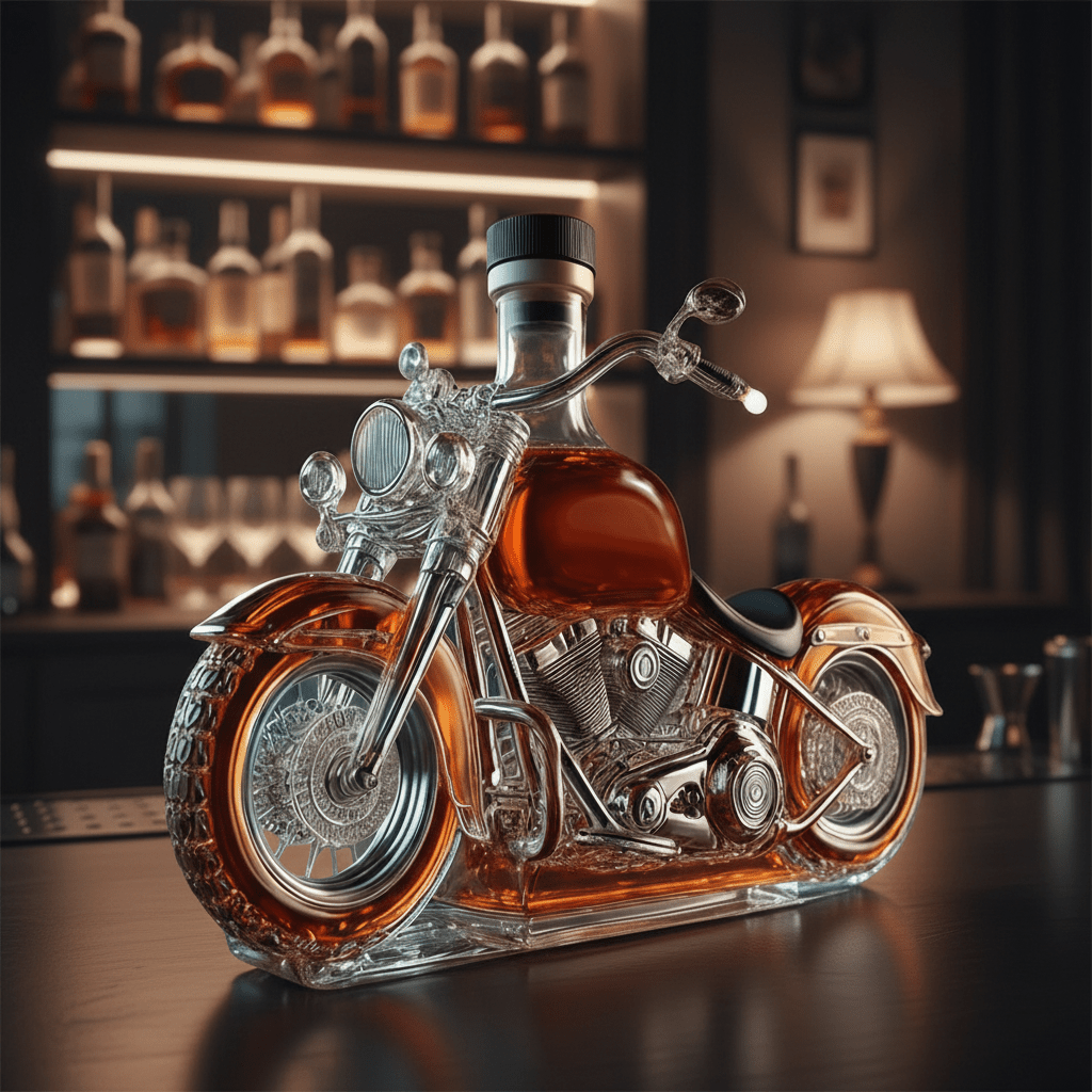V-Twin Engine Whiskey Decanter for Home Bar Decor